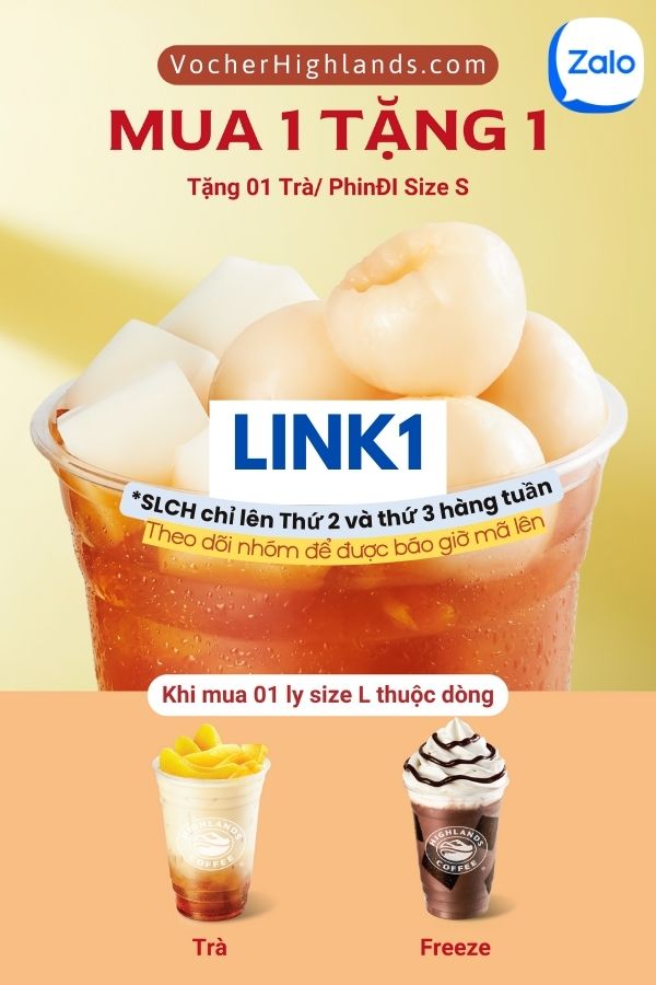 Voucher Highlands Mua Mua 1 Tặng 1 (SLCH)