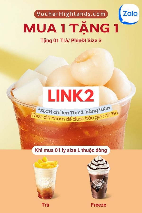 Voucher Highlands Mua 1 Tặng 1