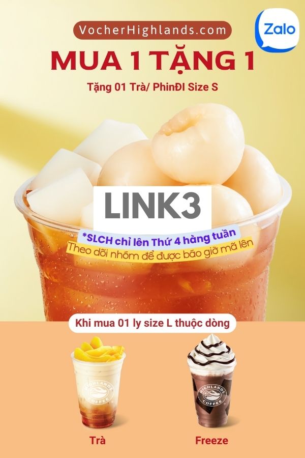 Voucher Highlands Mua 1 Tặng 1