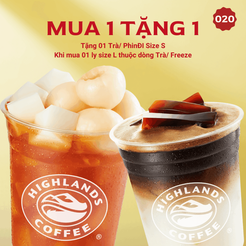 Voucher Highlands 01/2026 - Mua 1 tặng 1