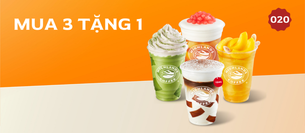 voucher highlands tháng 4 - mua 3 tặng 1