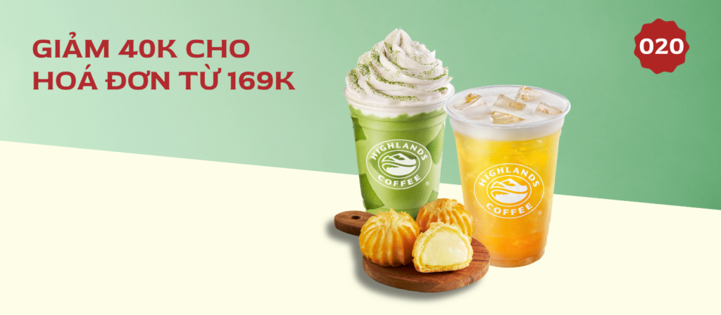 voucher highlands tháng 4 - giảm 40k/169k