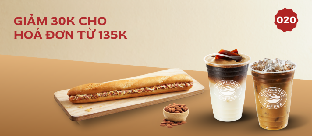 voucher highlands tháng 4 - giảm 30k/135k