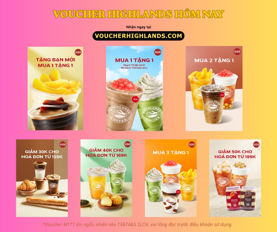 voucher highlands hôm nay mới nhất