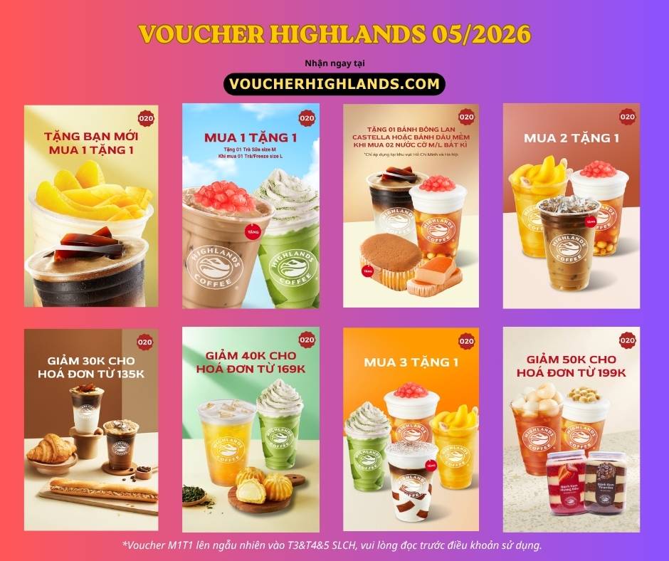 voucher highlands tháng 05/2026