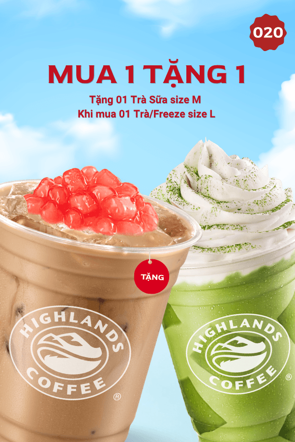 mã giảm giá highlands mua 1 tặng 1