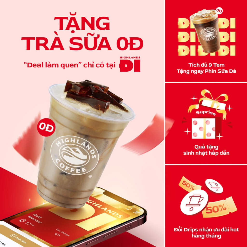 Tất tần tật về Chương trình thành viên Highlands - Tặng Free nước & Mã Mua 1 Tặng 1
7 Ưu đãi chương trình thành viên mới đăng ký app Highlands Coffee