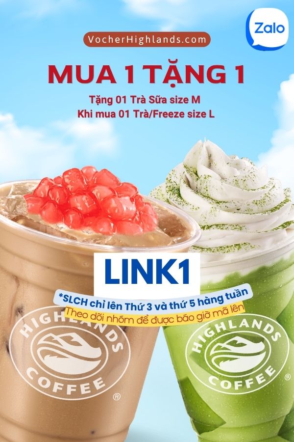 Voucher Highlands Giảm mua 1 tặng 1
