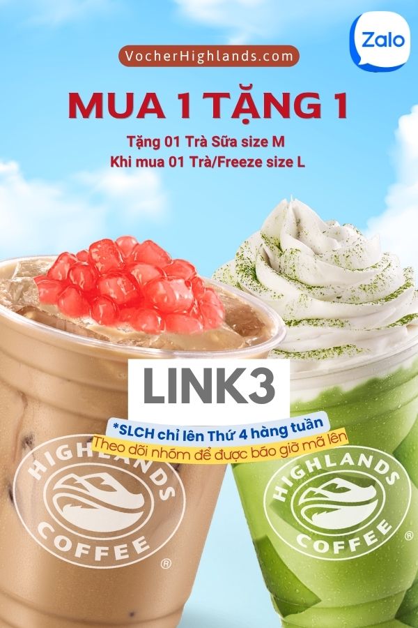 Voucher Highlands Giảm mua 1 tặng 1