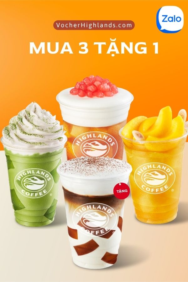 Voucher Highlands Giảm mua 3 tặng 1