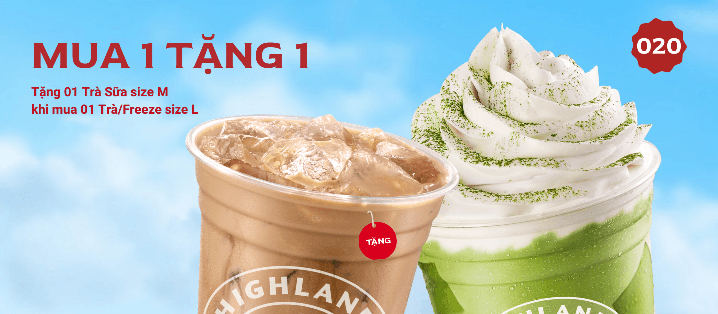 Voucher Highalnds tháng 5 - Mua 1 tặng 1 hàng tuần