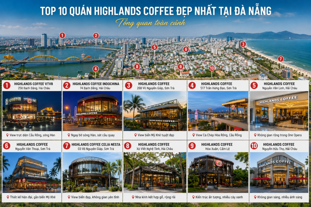 10 Quán Highlands Coffee Đẹp Nhất Đà Nẵng: View Sông Hàn, Biển Mỹ Khê Cực Đỉnh 5 10 Quán Highlands Coffee Đẹp Nhất Đà Nẵng