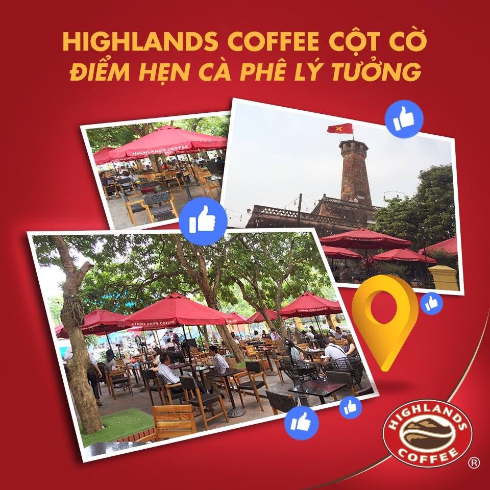 Cửa hàng Highlands Coffee Cột Cờ Hà Nội - Một trong những cửa hàng Highlands Coffee đẹp nhất Hà Nội