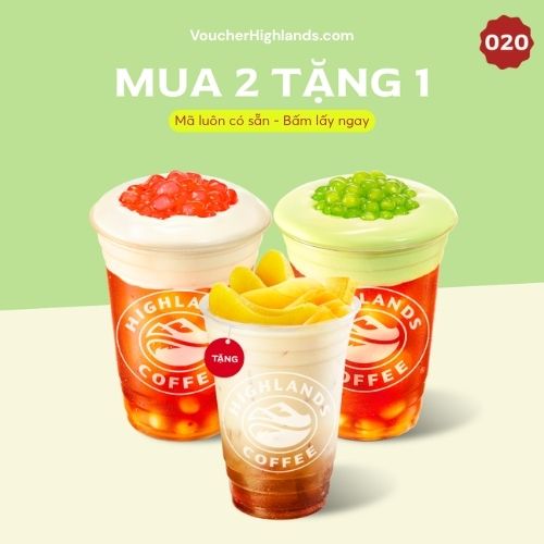 Mã giảm giá Highlands tháng 8 - Mua 2 tặng 1 (Sen Vàng Cốm Non)