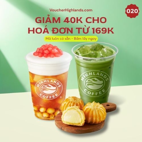 Mã giảm giá Highlands tháng 8 - Giảm 40K/149K