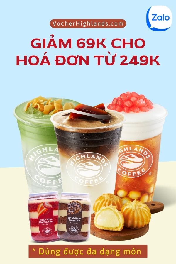 Voucher highlands giảm 69K